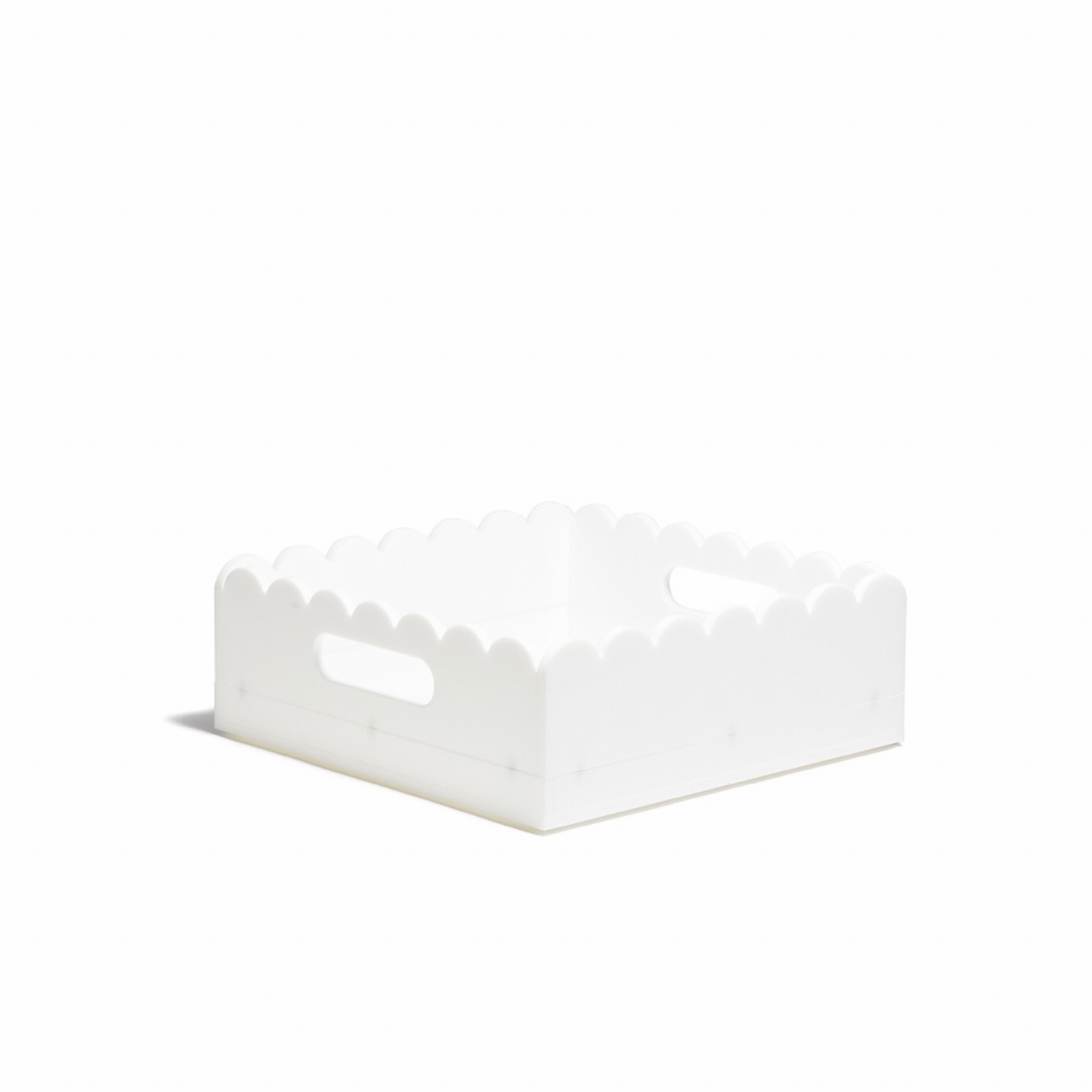 Scallop Acrylic Tray - 8" Square - White