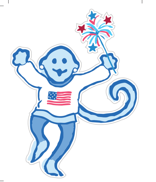 Roller Rabbit Fireworks and Friends Monkey Needleminder