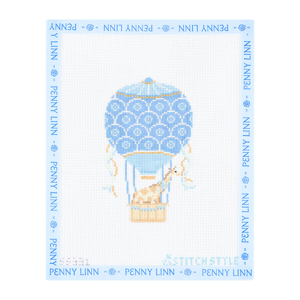 Light Blue Hot Air Balloon with Giraffe