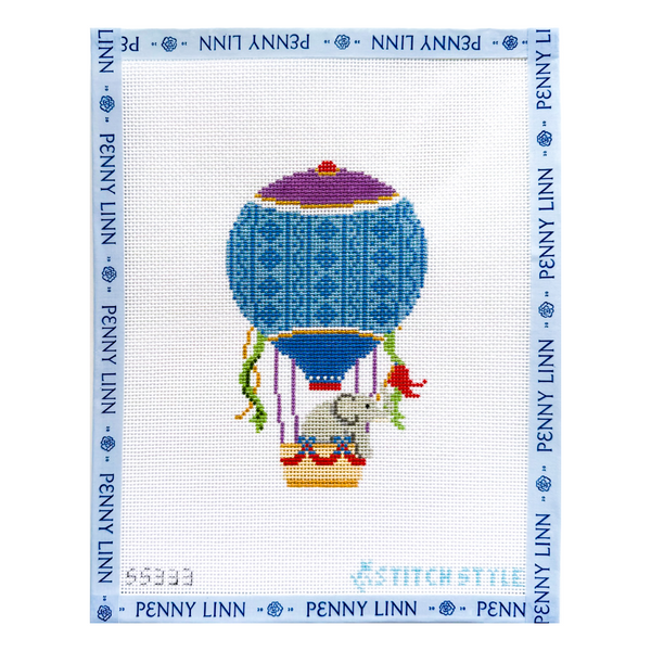 Blue and Purple Hot Air Balloon with Elephant