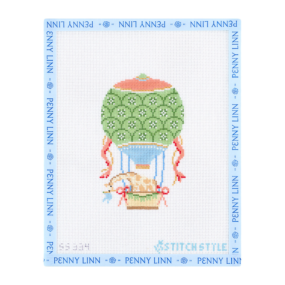 Green and Blue Hot Air Balloon with Giraffe