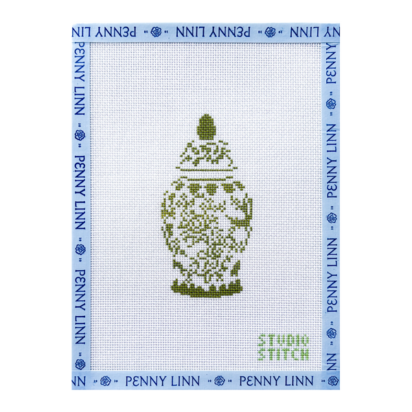 Green and White Ginger Jar