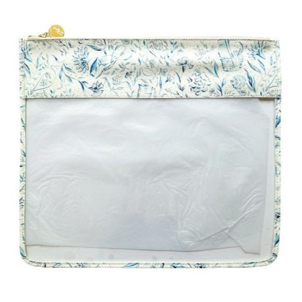 Needlepoint Print Large Zip Bag