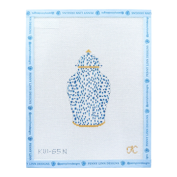 French Dots Ginger Jar - Navy