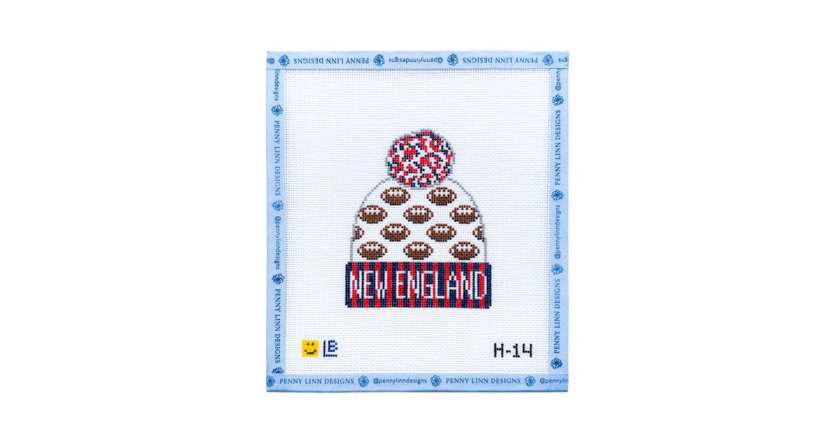 New England Patriots Football Beanie - Penny Linn Designs - Lauren Bloch Designs