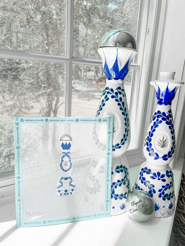 Blue & White Tequila Bottle – Penny Linn