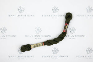 DMC 5 Pearl Cotton 934 Avocado Green - BLACK - Penny Linn Designs - DMC