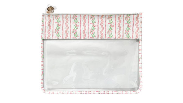 Large Emma Stripe CLEAR ZIP POUCH - Penny Linn Designs - Penny Linn Designs