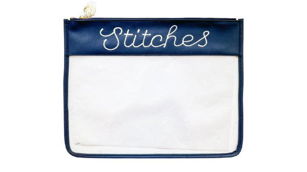 Large Stitches Clear Zip Pouch - Penny Linn Designs - Penny Linn Designs