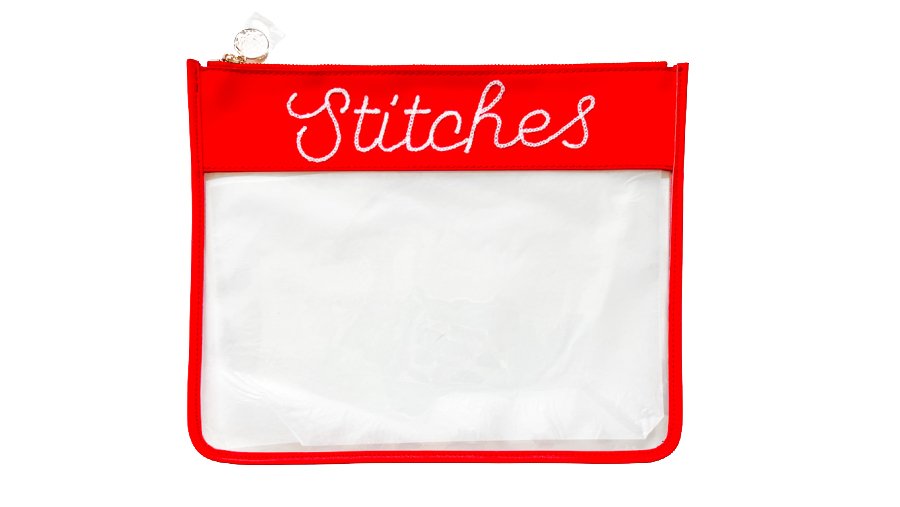 Large Stitches Clear Zip Pouch - Penny Linn Designs - Penny Linn Designs