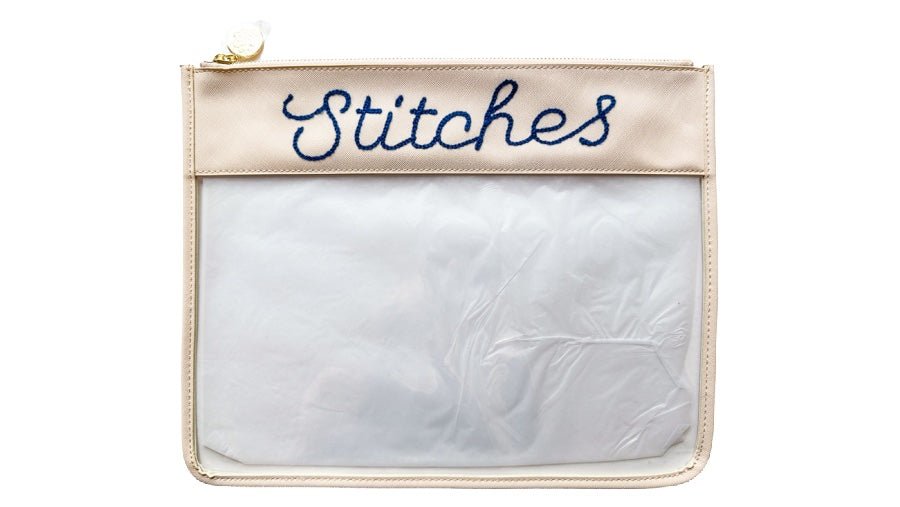 Large Stitches Clear Zip Pouch - Penny Linn Designs - Penny Linn Designs