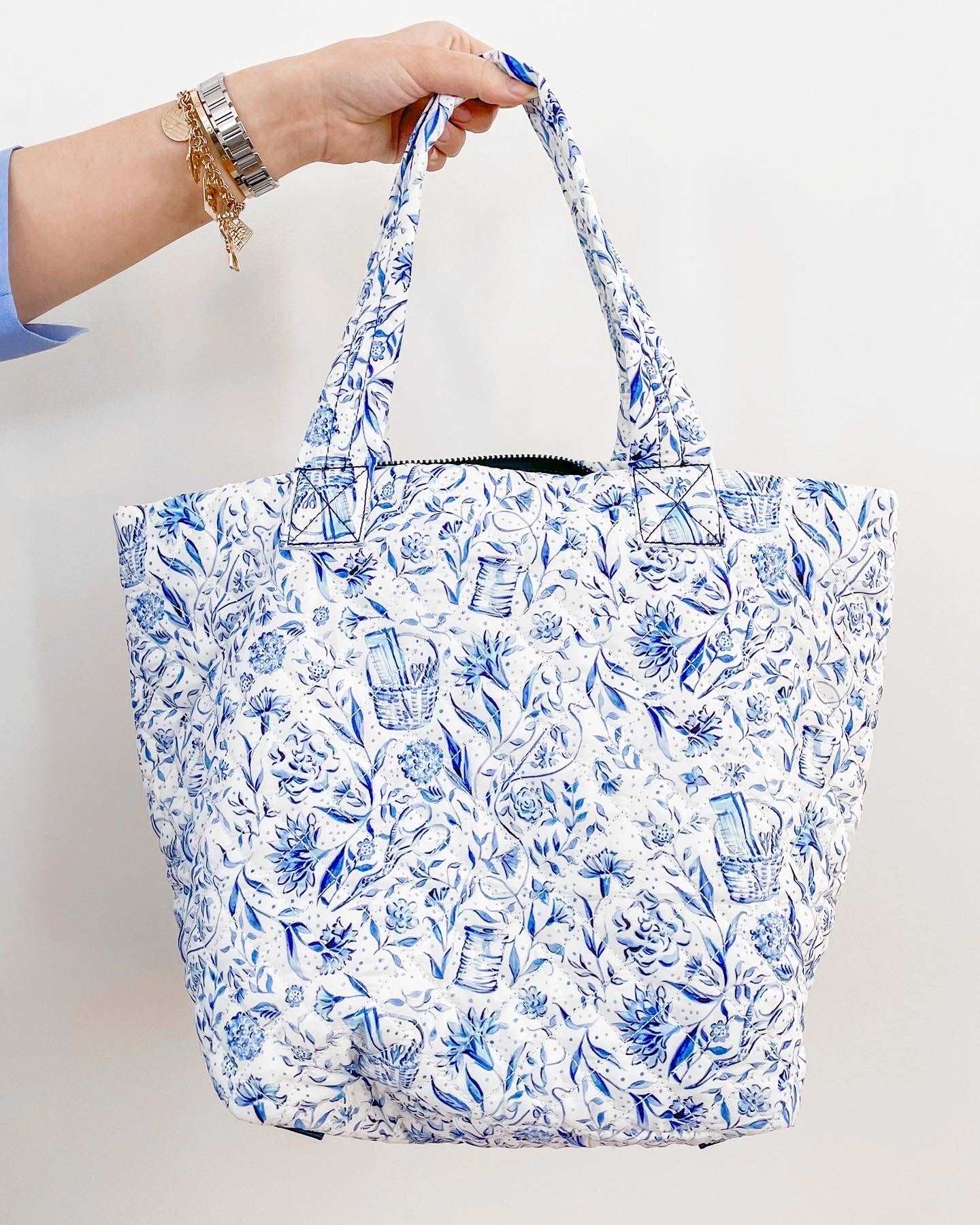 Needlepoint Print Quilted Tote - Penny Linn Designs - Penny Linn Designs